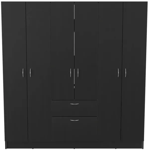 Kibo 6 Doors Armoire, One Drawer, Rod, Seven Interior Shelves, Black / White -Bedroom