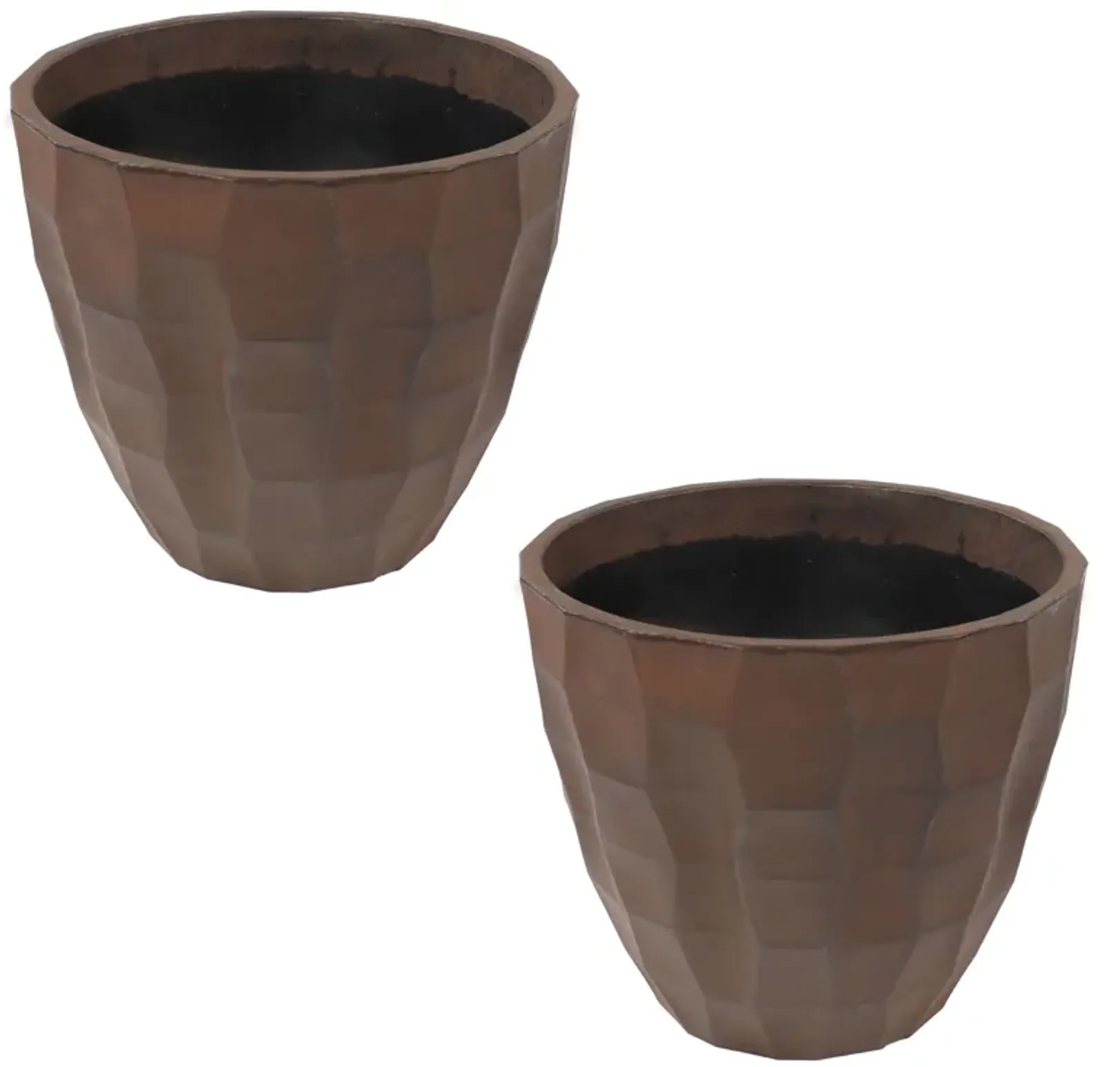 Sunnydaze Pebbled Polyresin Outdoor Planter - Dark Brown - Set of 2