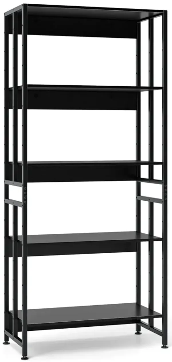 Versatile 5-Tier Bookshelf with Tiltable and Adjustable Shelves – Organize with Ease
