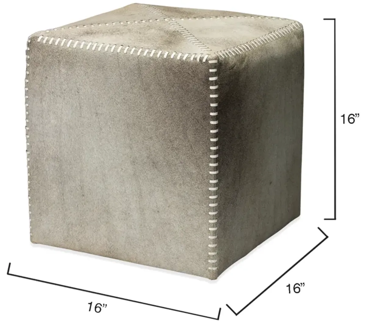 Grey Small Hair on Hide Ottoman