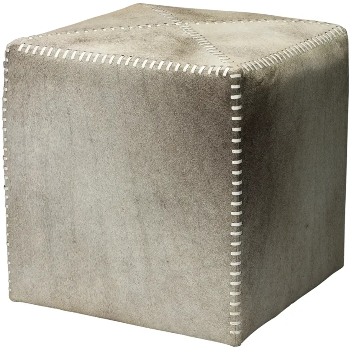 Grey Small Hair on Hide Ottoman