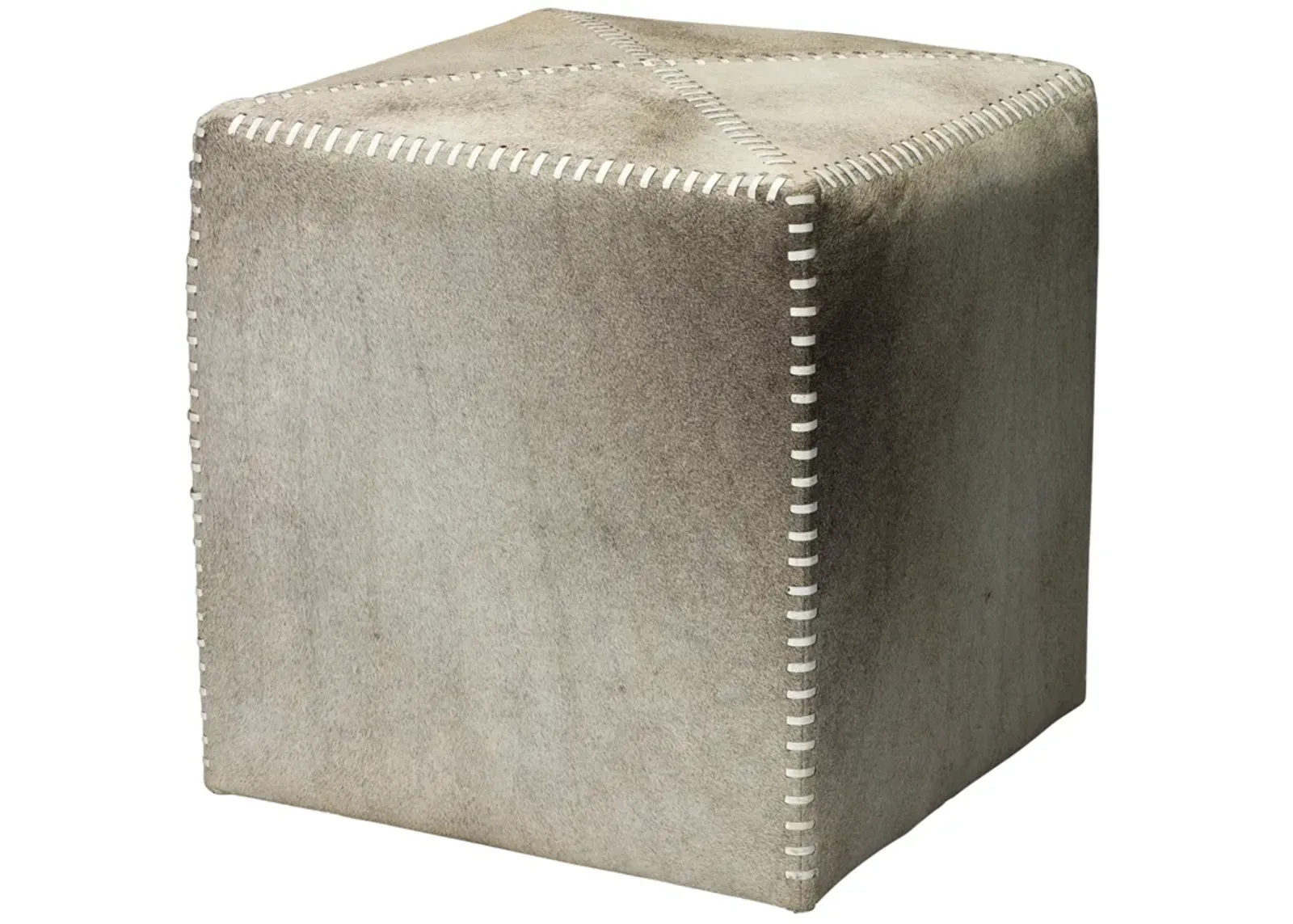 Grey Small Hair on Hide Ottoman