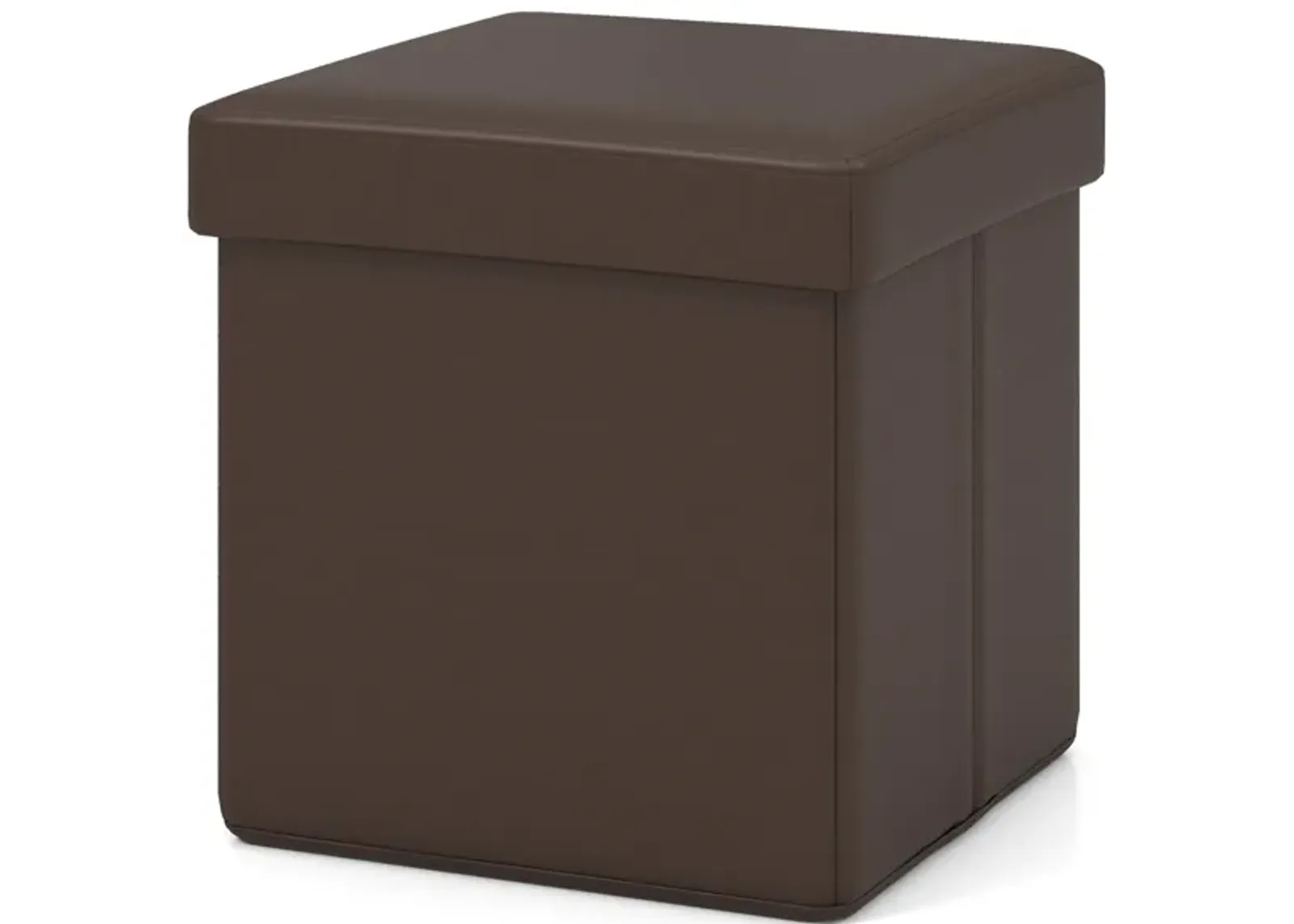 Upholstered Square Footstool with PVC Leather Surface for Bedroom