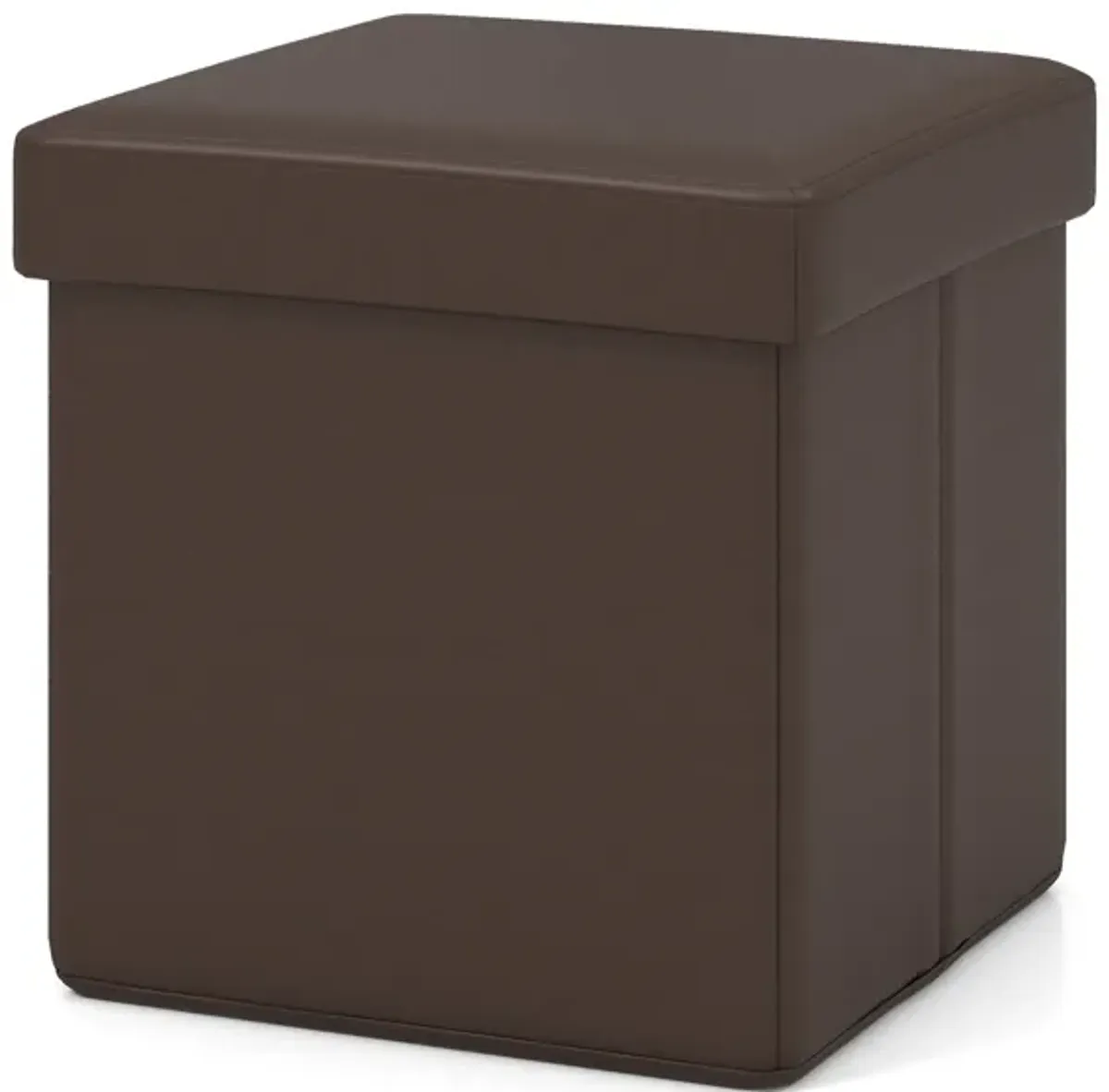 Upholstered Square Footstool with PVC Leather Surface for Bedroom