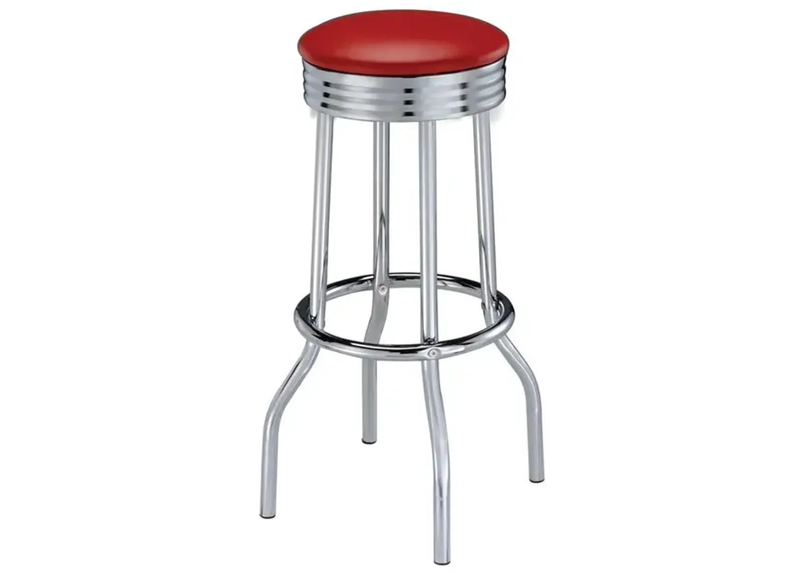 Theodore Upholstered Top Bar Stools Red and Chrome (Set of 2)