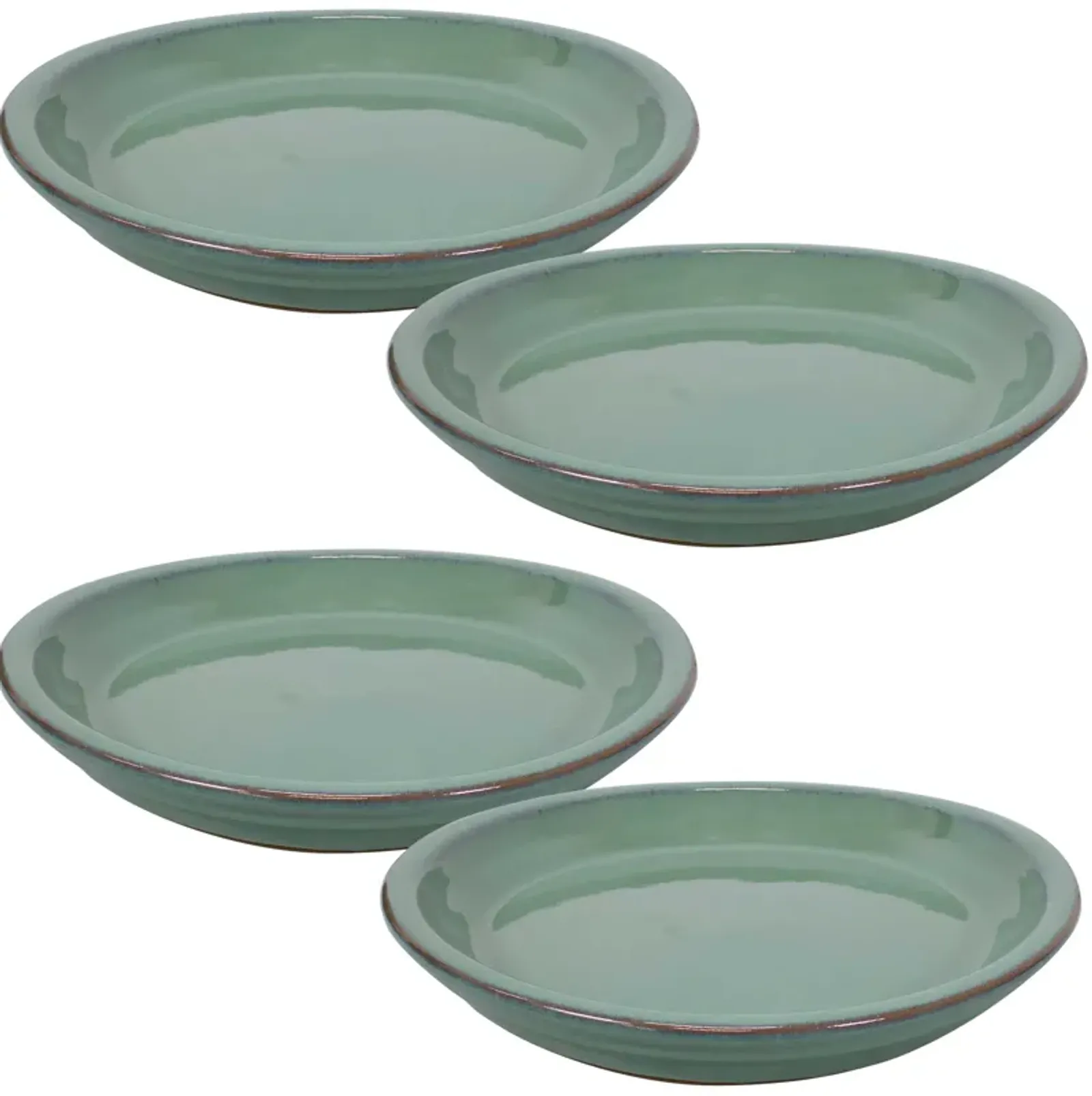 Sunnydaze Glazed Ceramic Flower Pot/Plant Saucer - Set of 4