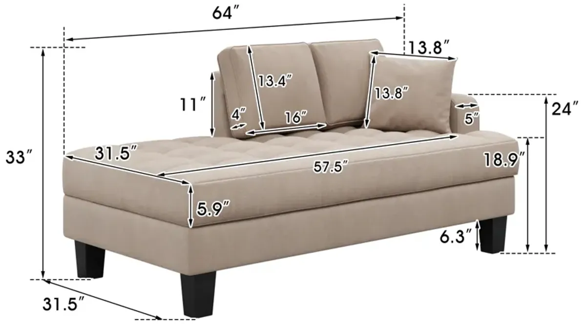 Merax Deep Tufted Upholstered Textured Fabric Chaise Lounge