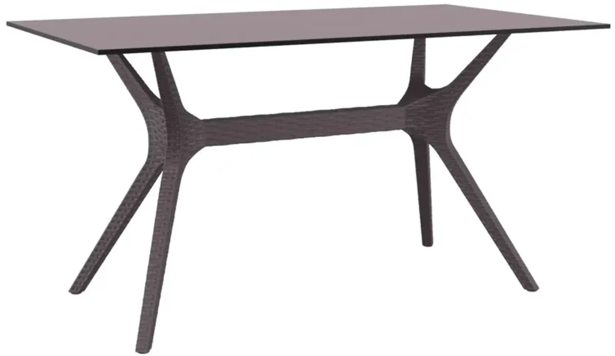 55" White Solid Rectangular Patio Dining Table