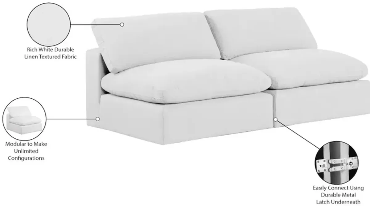 Meridian Furniture Comfy White Linen Textured Fabric Modular Sofa