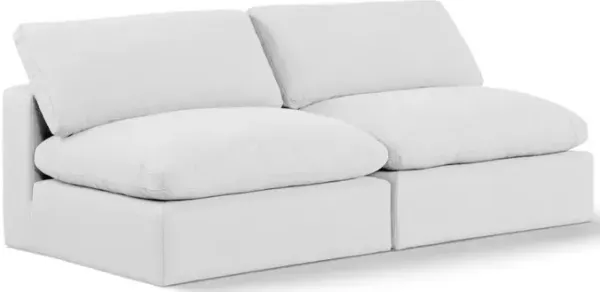 Meridian Furniture Comfy White Linen Textured Fabric Modular Sofa