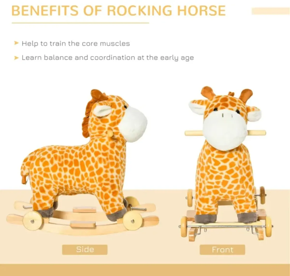 Baby Rocking Horse for Children 3-6 Years, Soft Plush Ride-On Toy for Toddlers