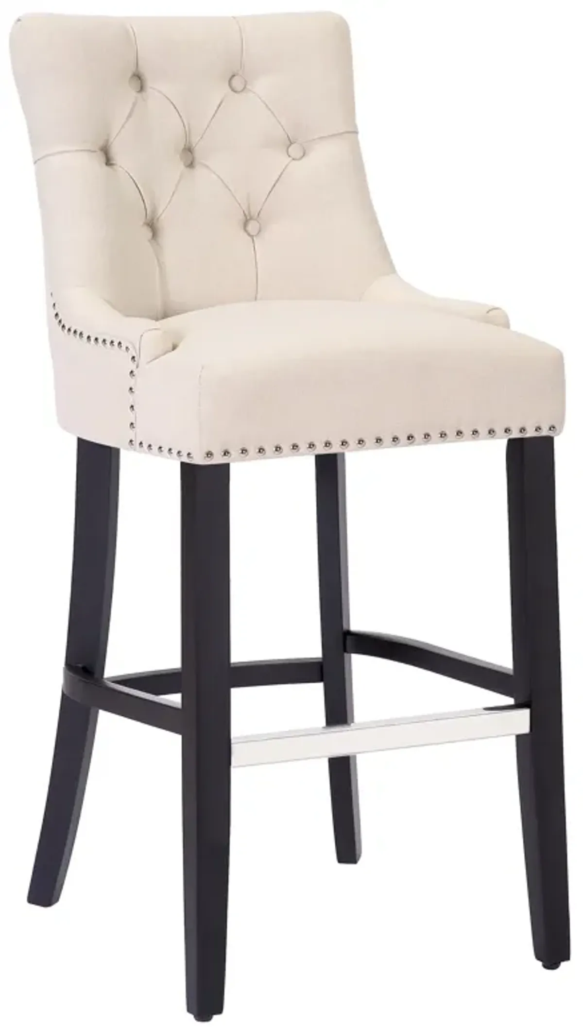 WestinTrends 29" Linen Fabric Tufted Upholstered Bar Stool, Black