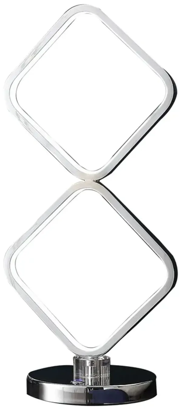 22 Inch Table Lamp, Square LED Light, Modern Accent Metal Base, Chrome - Benzara