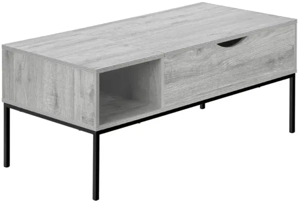 Coffee Table, 42 L, Rectangular, Cocktail, Lift-top, Grey, Black