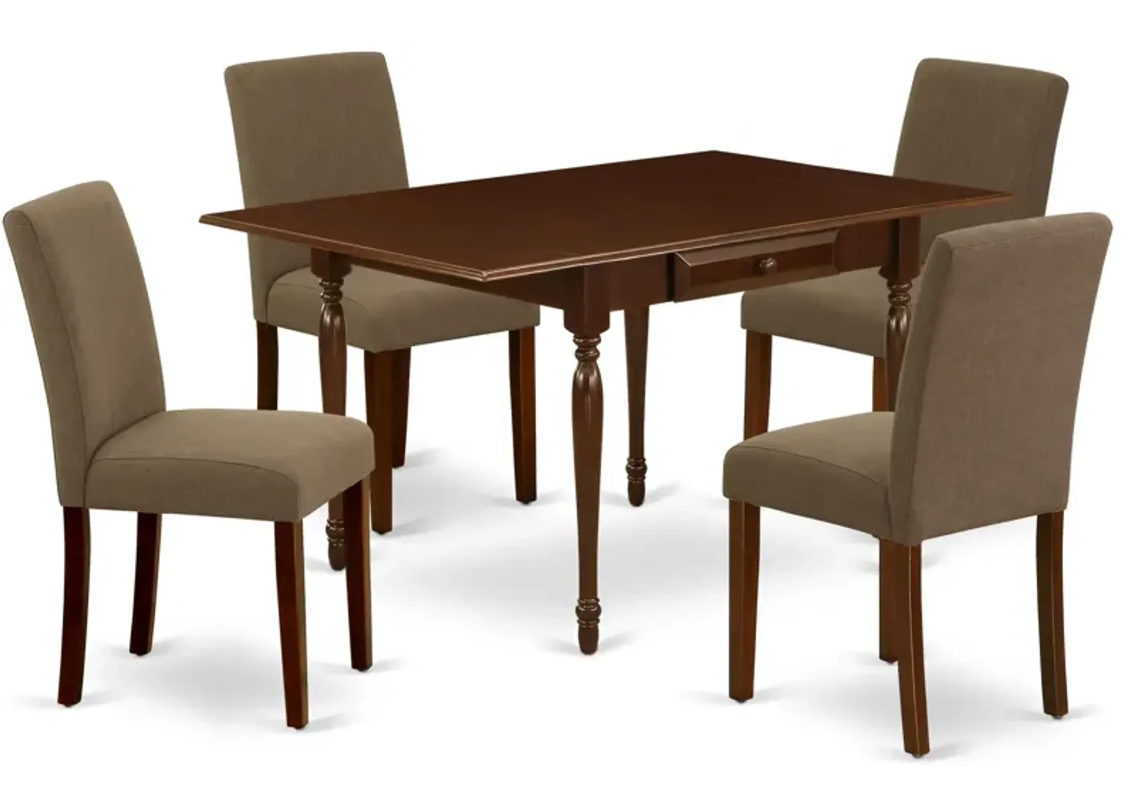 East West Furniture 1MZAB5-MAH-18 5Pc Dinette Set - Rectangular Table and 4 Parson Chairs - Mahogany Color