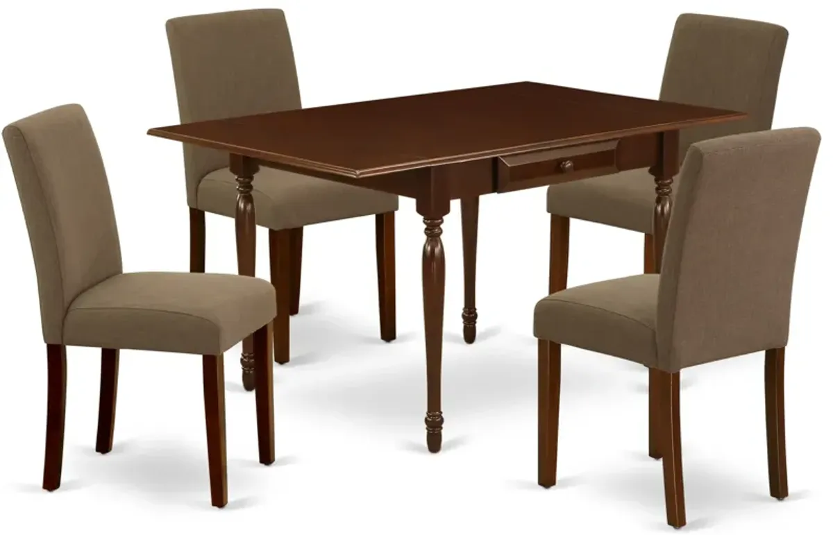 East West Furniture 1MZAB5-MAH-18 5Pc Dinette Set - Rectangular Table and 4 Parson Chairs - Mahogany Color