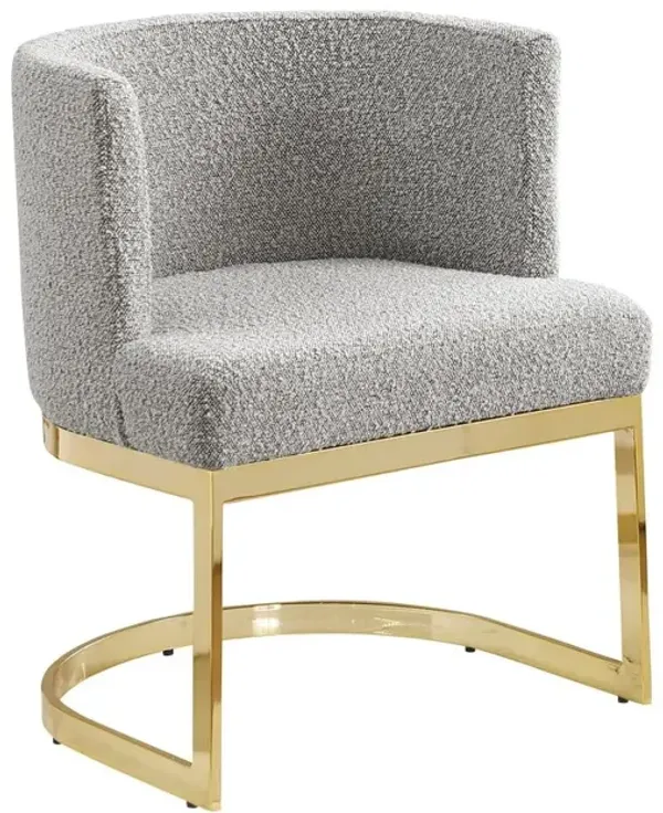 Best Quality Furniture Rich Gray With Gold Chrome Base Barrel Chair (Single Chair)