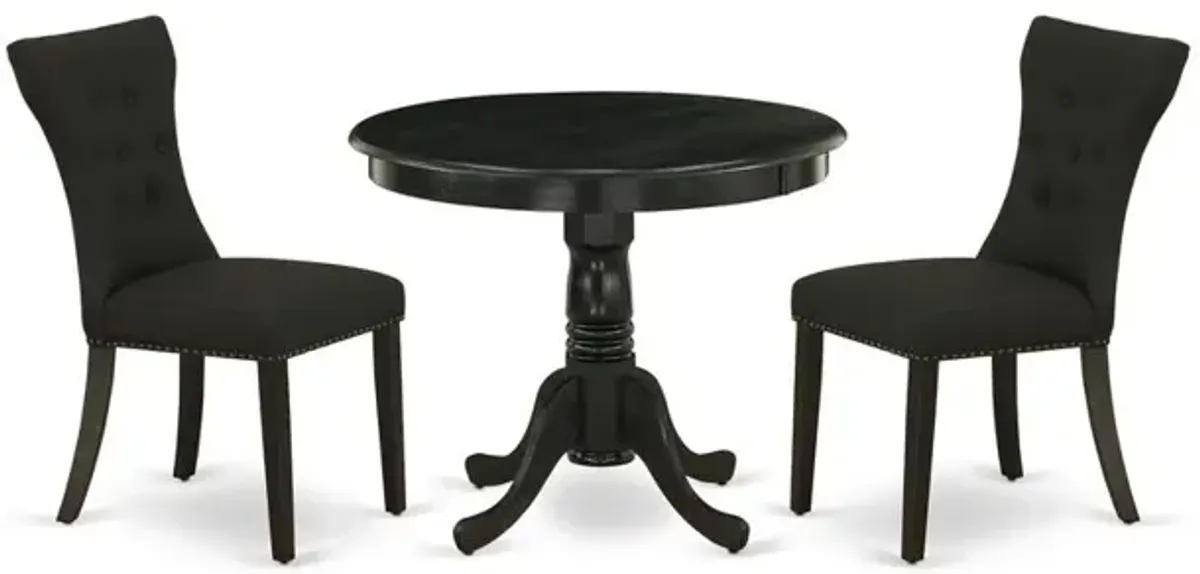 Dining Room Set Wirebrushed Black, ANGA3-ABK-24