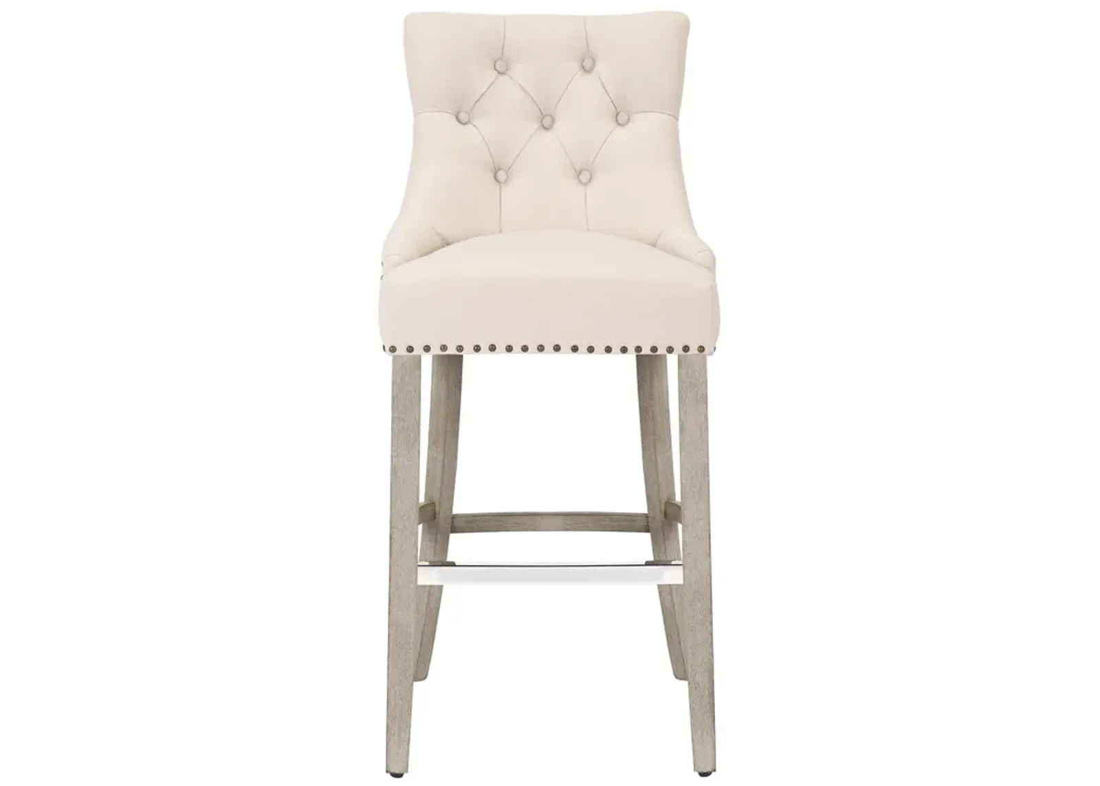 WestinTrends 29" Linen Fabric Tufted Upholstered Bar Stool, Antique Grey