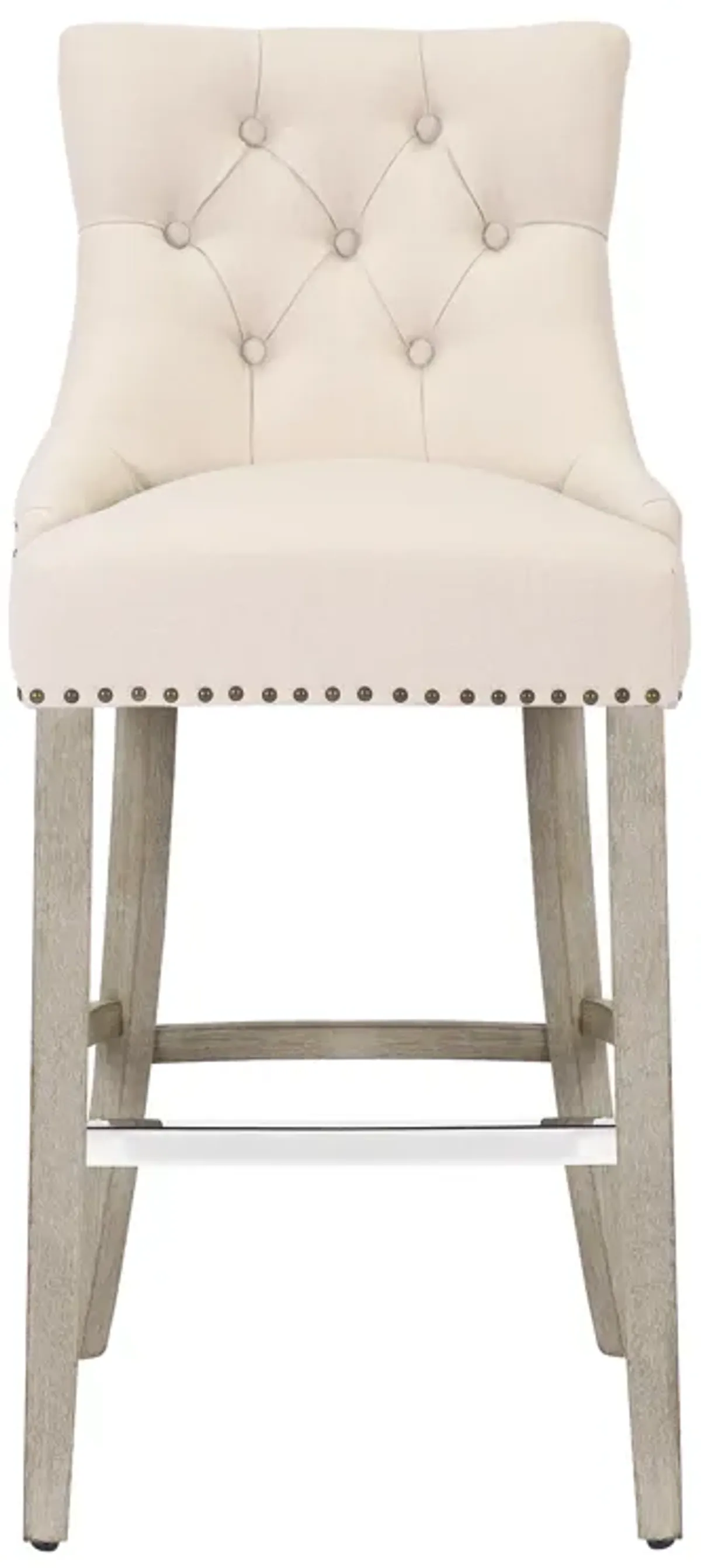 WestinTrends 29" Linen Fabric Tufted Upholstered Bar Stool, Antique Grey