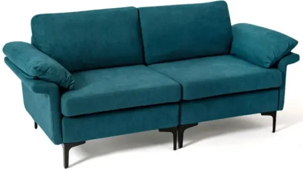 Hivvago Modern Fabric Loveseat Sofa for with Metal Legs and Armrest Pillows