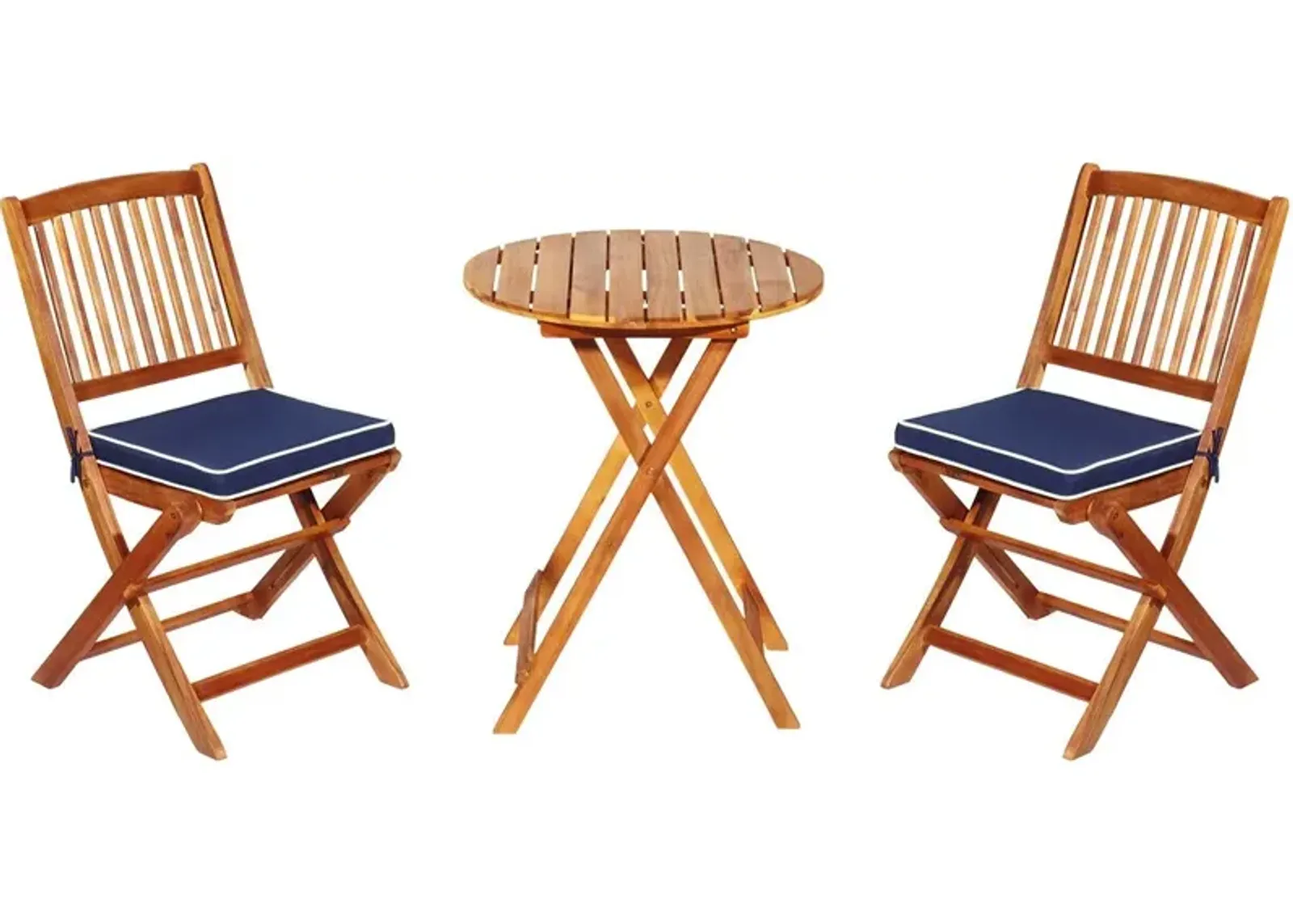 3 Pieces Patio Folding Bistro Set with Padded Cushion and Round Coffee Table