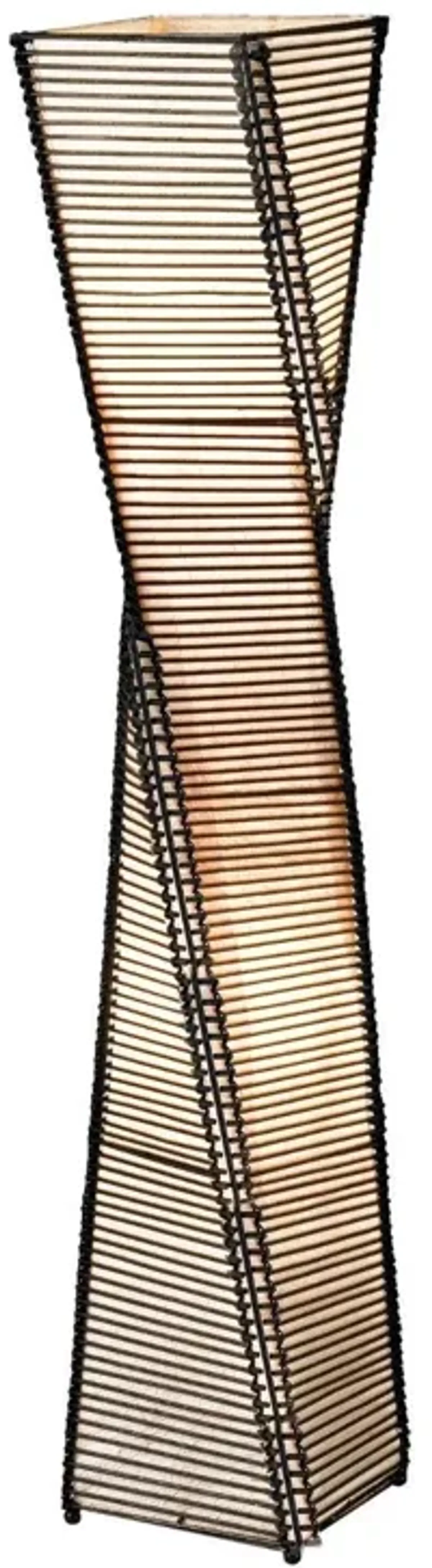 Hivvago Modern Twist Sculpture Style Floor Lamp Lantern with Beige Shade