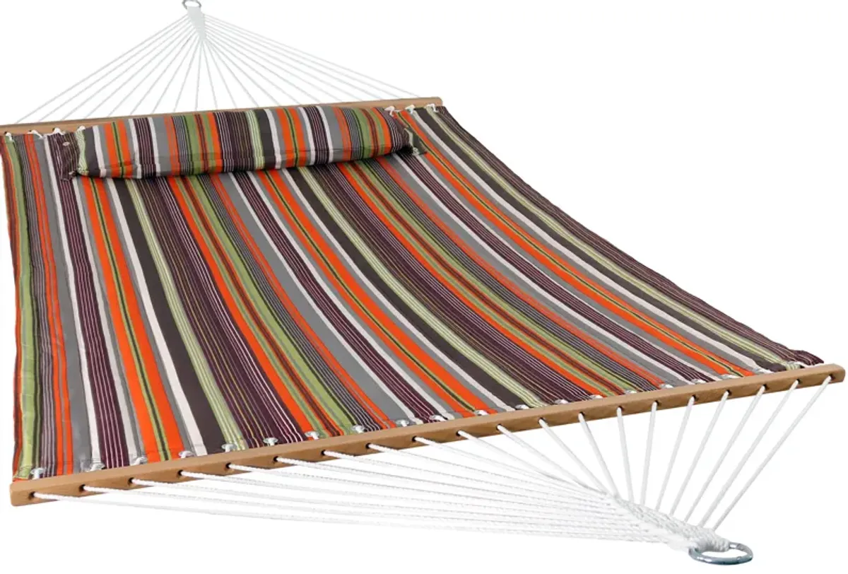 Sunnydaze Large Quilted Hammock with Spreader Bars and Pillow