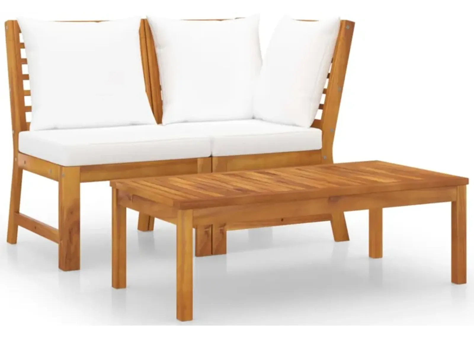 vidaXL 3 Piece Garden Lounge Set with Cream Cushion Solid Acacia Wood