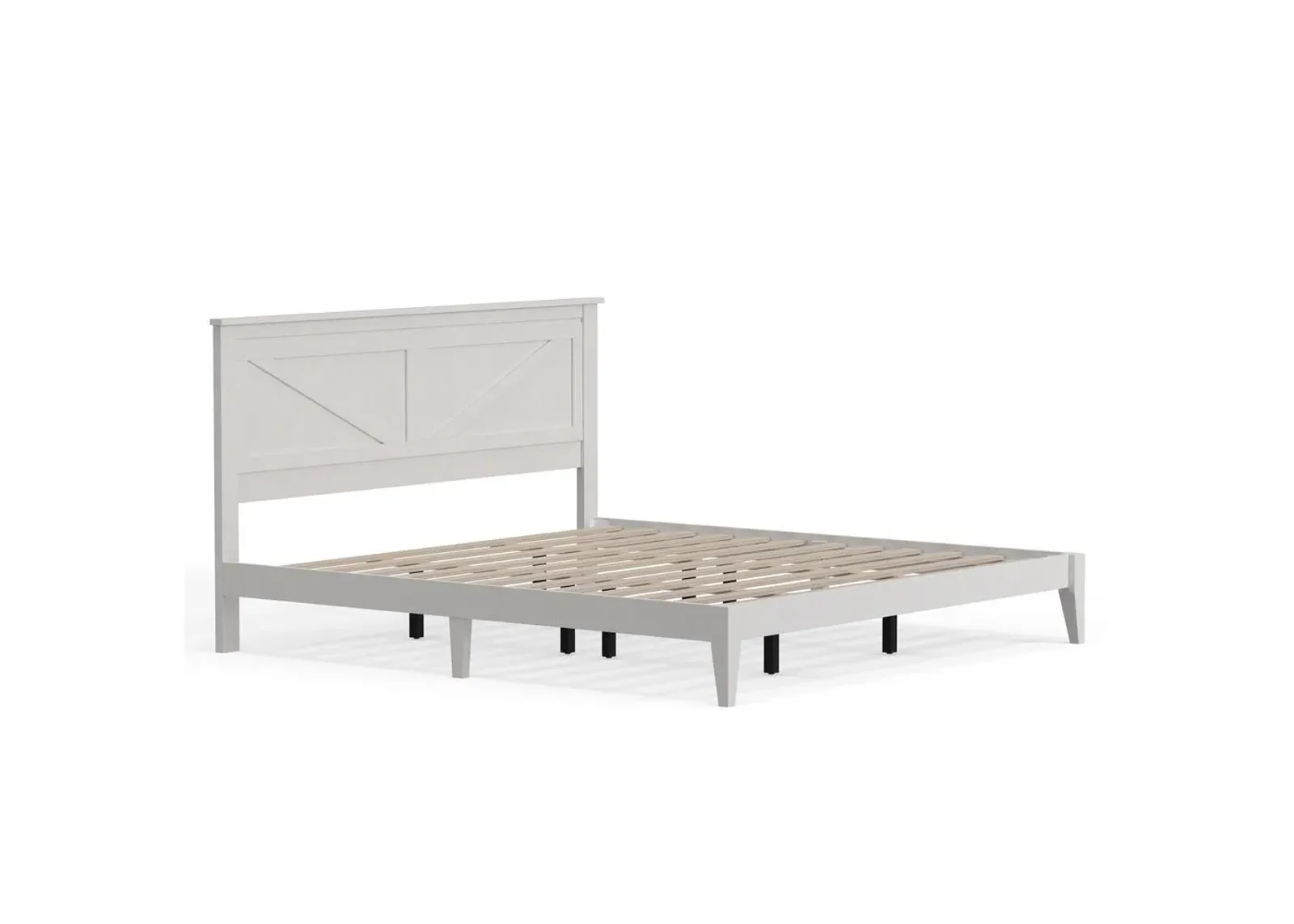 Glenwillow Home Farmhouse Wood Platform Bed in King - White