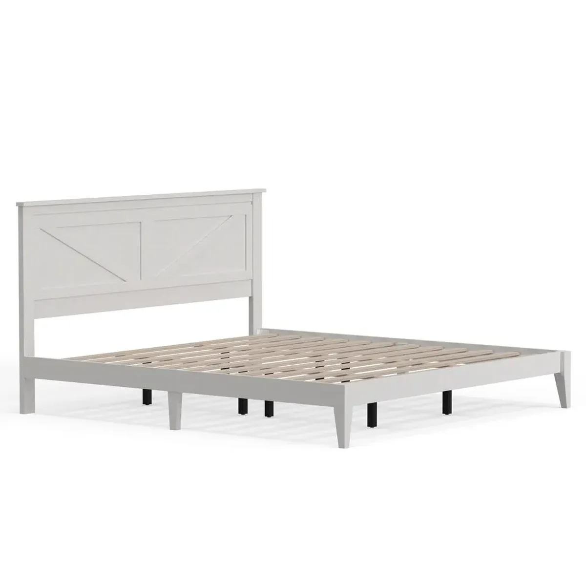 Glenwillow Home Farmhouse Wood Platform Bed in King - White