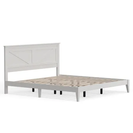 Glenwillow Home Farmhouse Wood Platform Bed in King - White