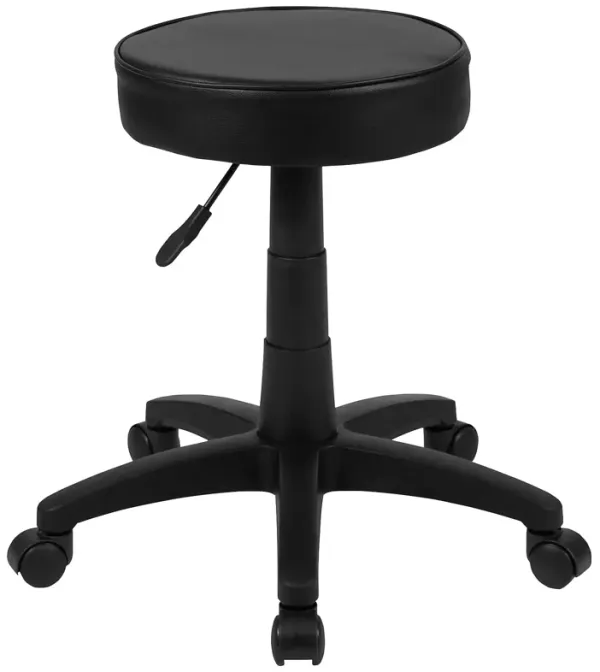 Flash Furniture Baker Black Adjustable Doctors Stool on Wheels with Ergonomic Molded Seat