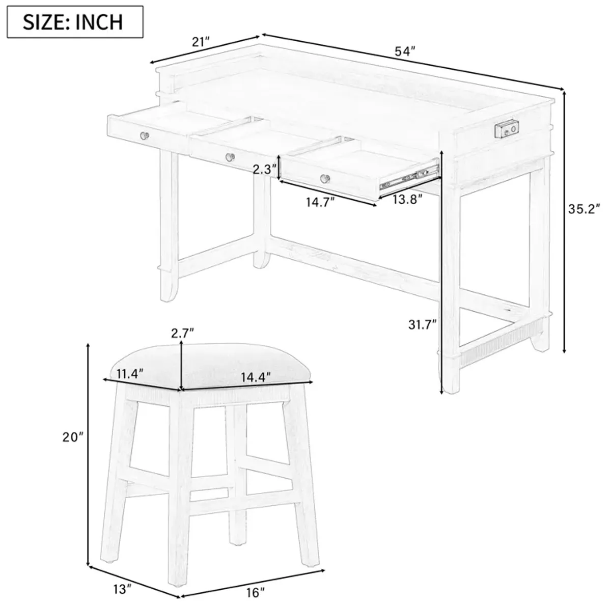 Merax 4-piece Dining Bar Table Set with 3 Stools