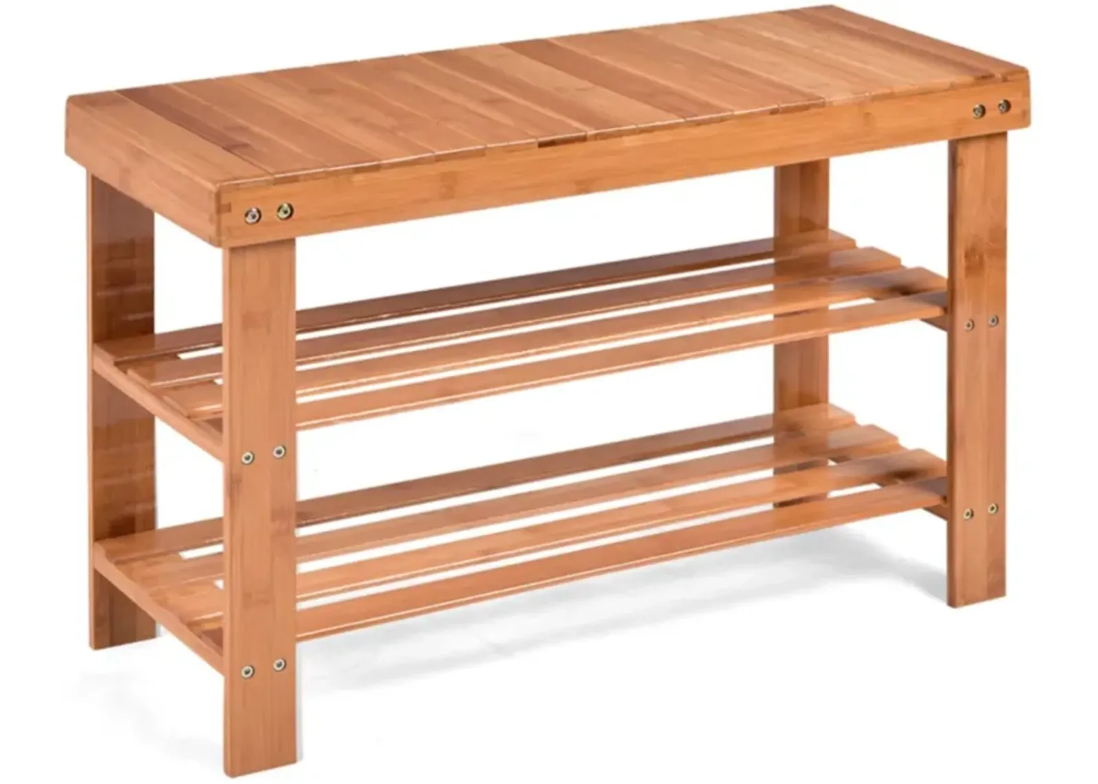 Hivvago 3-Tier Bamboo Shoe Bench Holds up to 6 Pairs for Entry