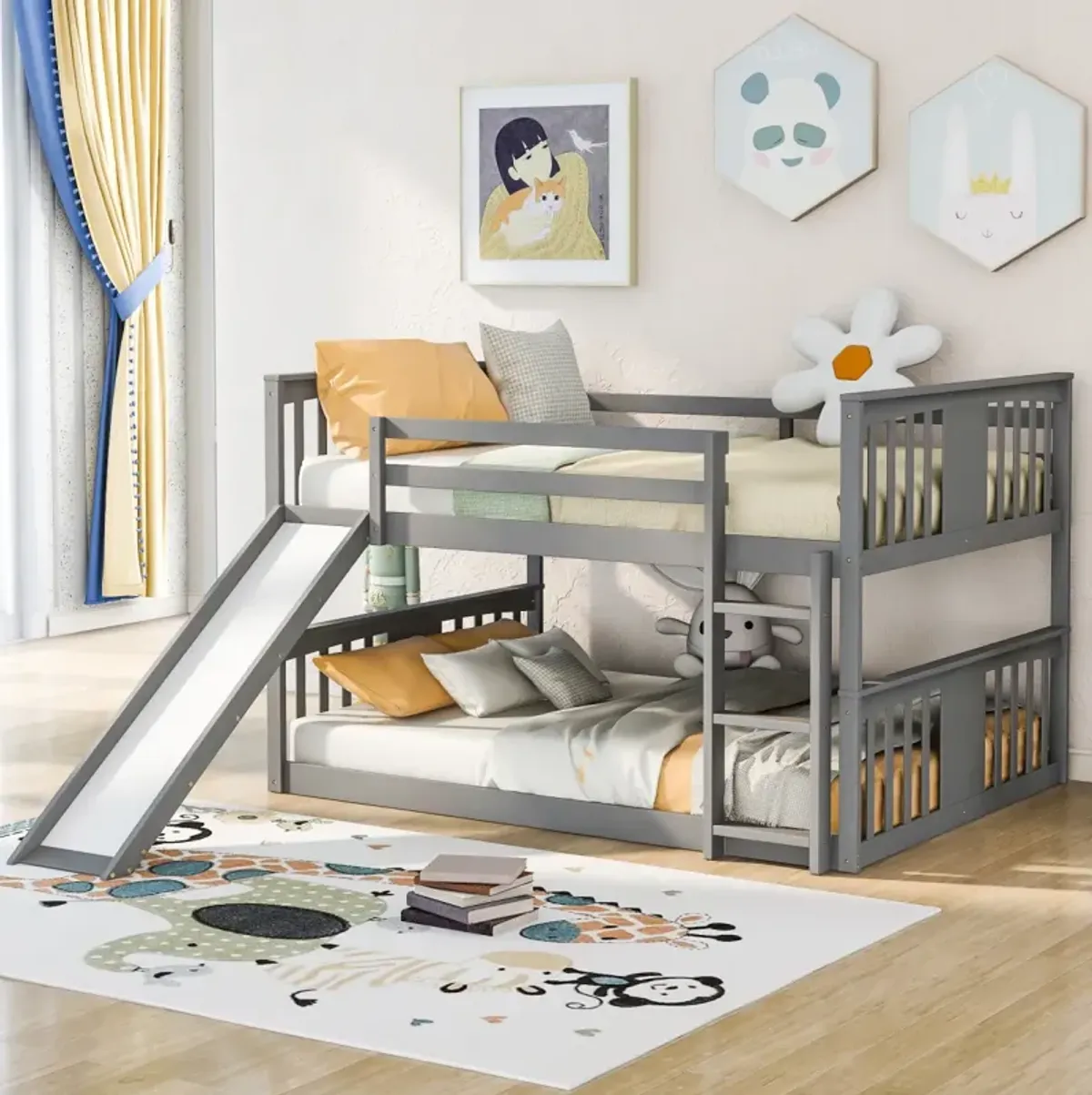 Full Over Full Bunk Bed With Ladder With Slide