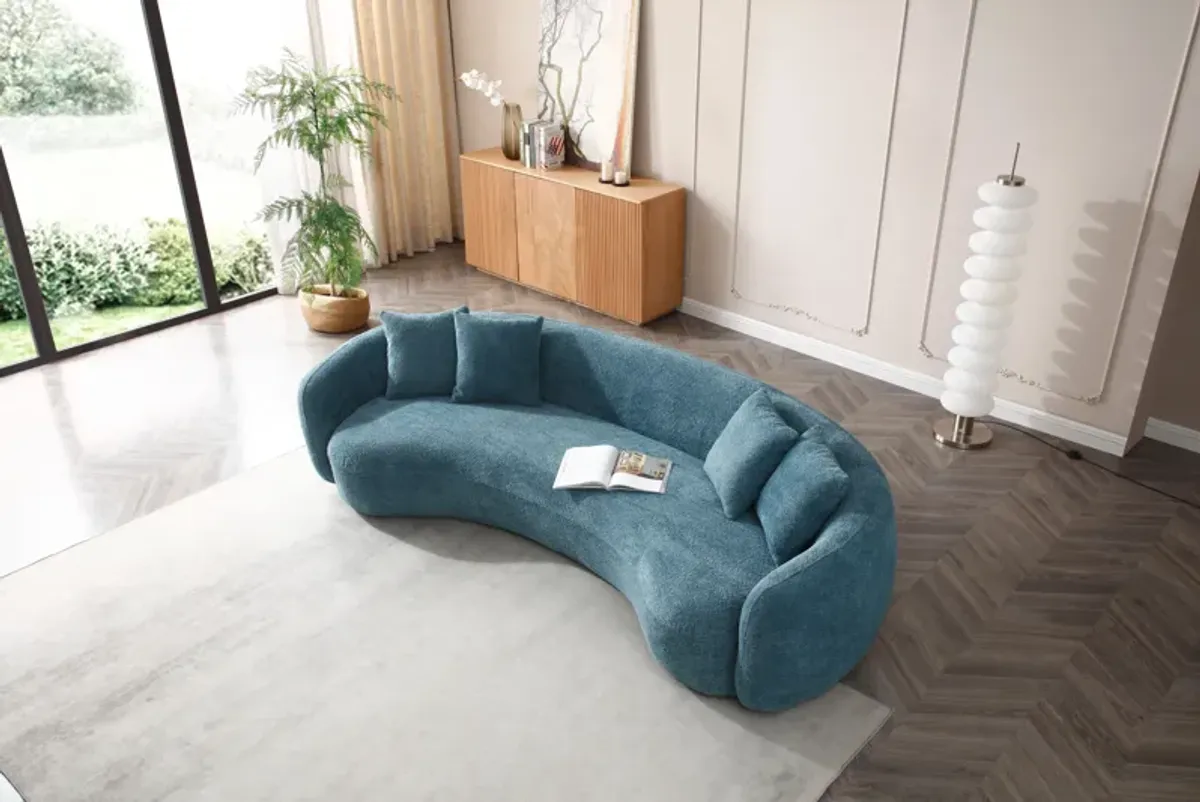 5 Seater Sofa Modern Sectional Half Moon Leisure Couch Curved Sofa in Teddy Fleece