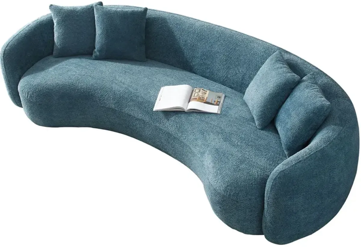 5 Seater Sofa Modern Sectional Half Moon Leisure Couch Curved Sofa in Teddy Fleece