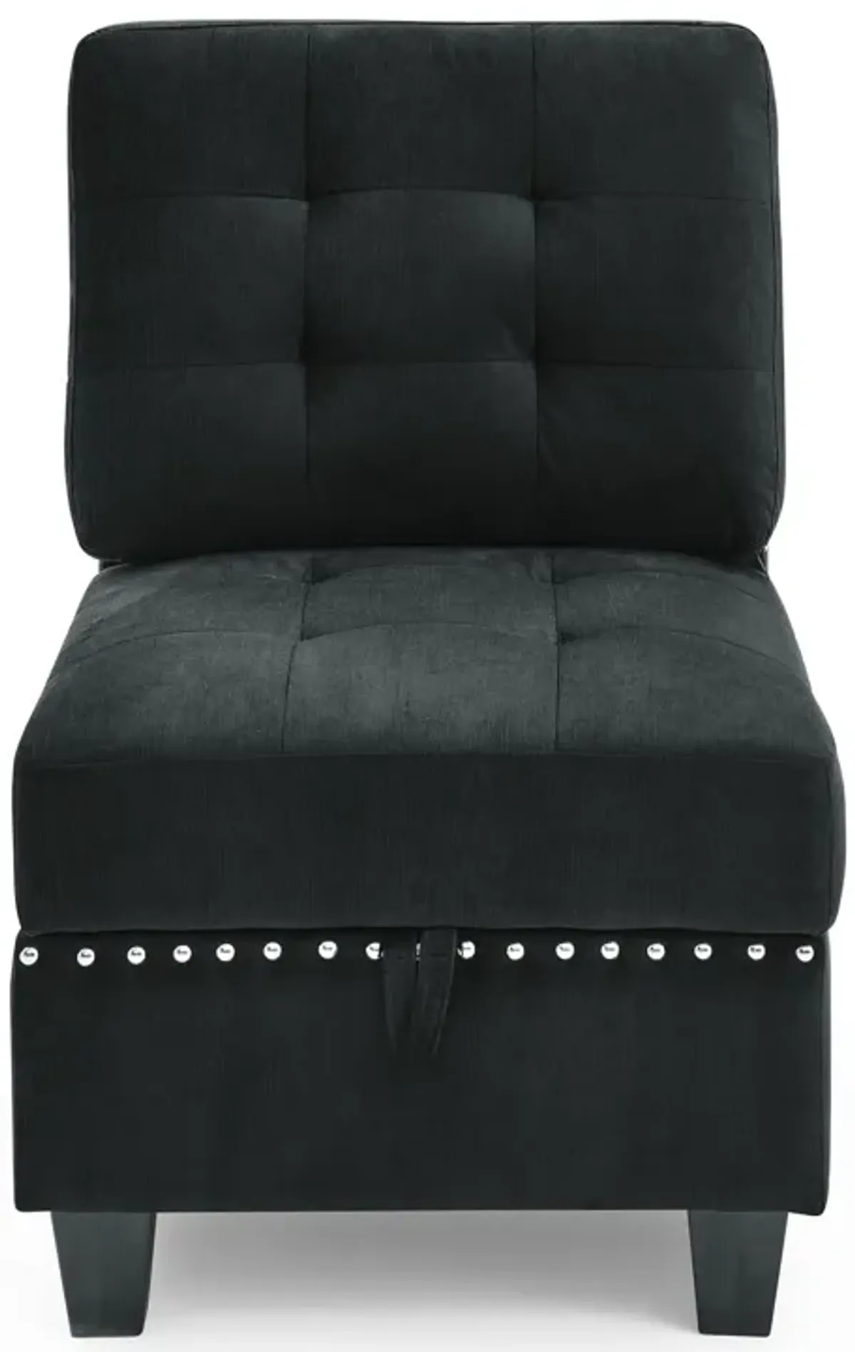 Modular Sectional Single Chair in Black Velvet: Compact and Luxurious Seating Solution