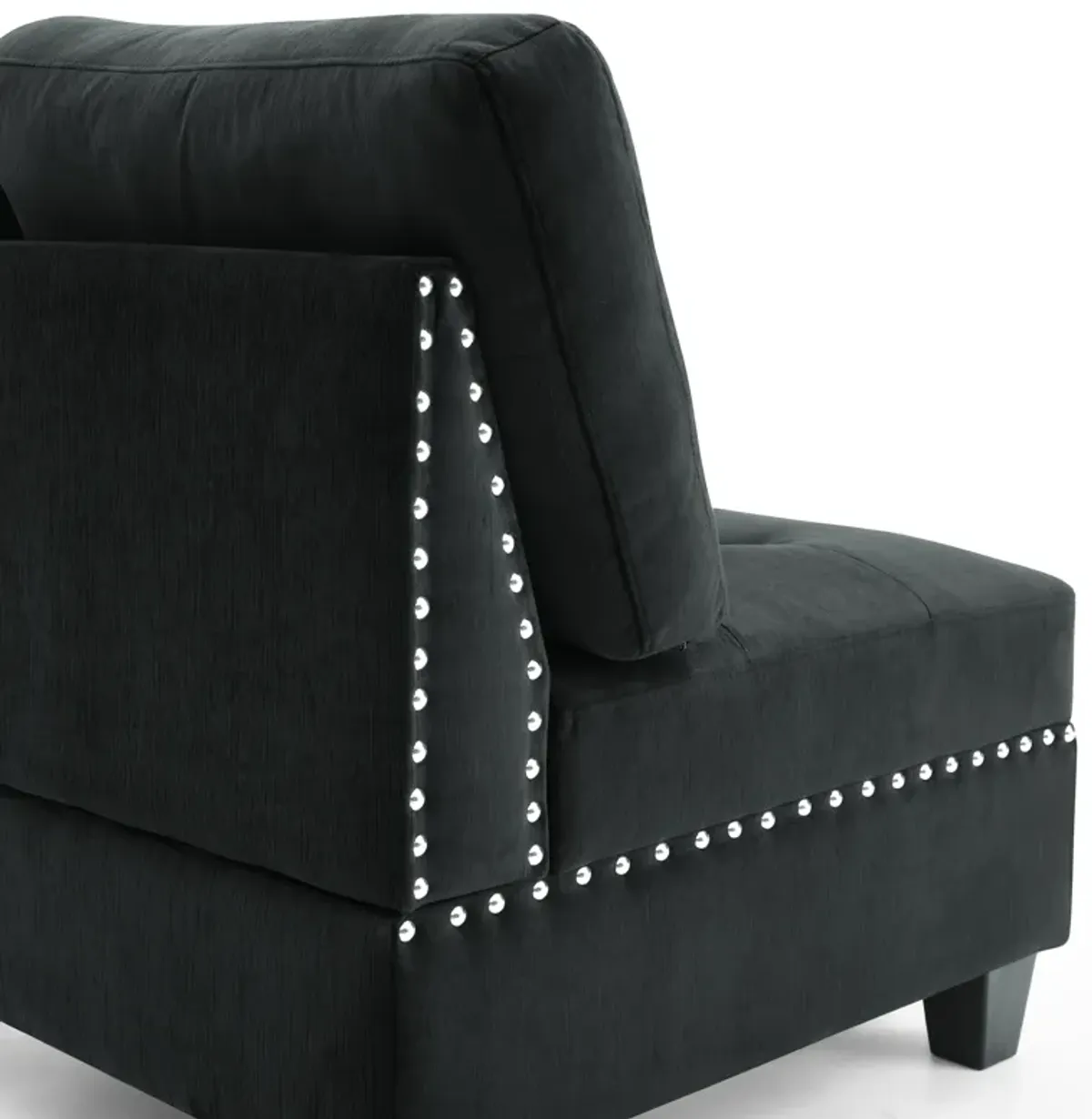 Modular Sectional Single Chair in Black Velvet: Compact and Luxurious Seating Solution