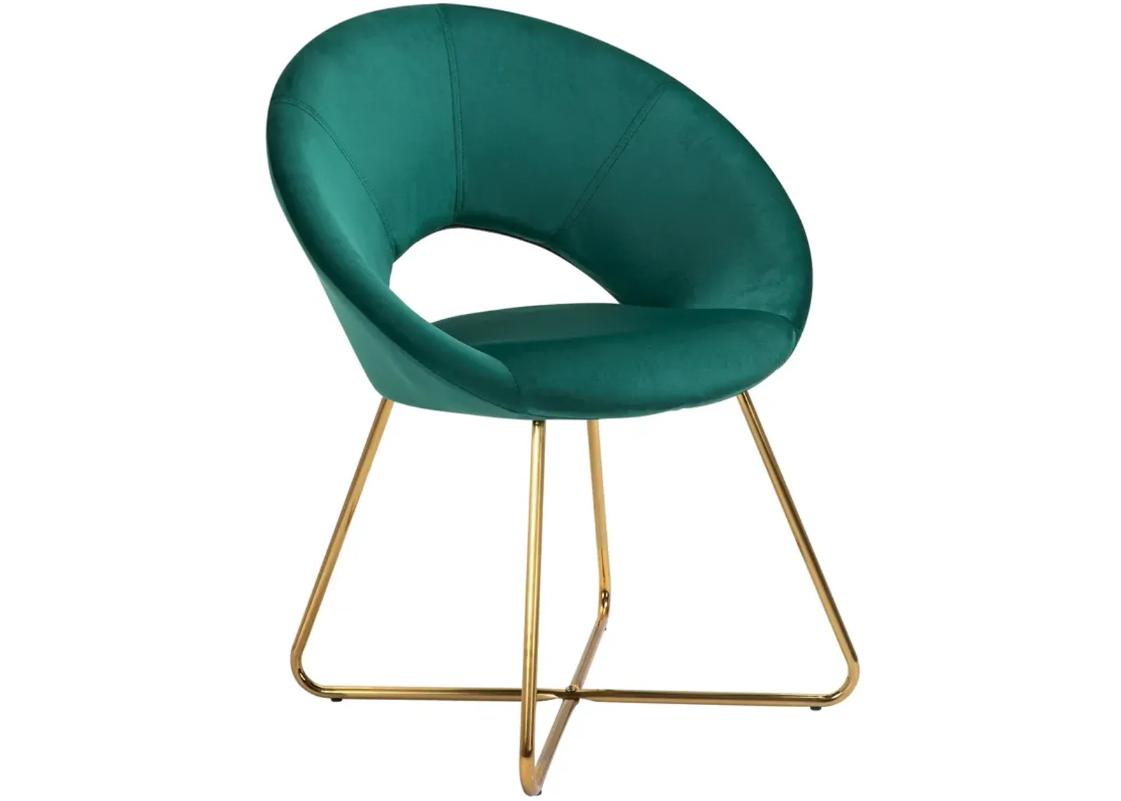 Green Living Room Flair: Velvet Accent Chair with Gold Legs