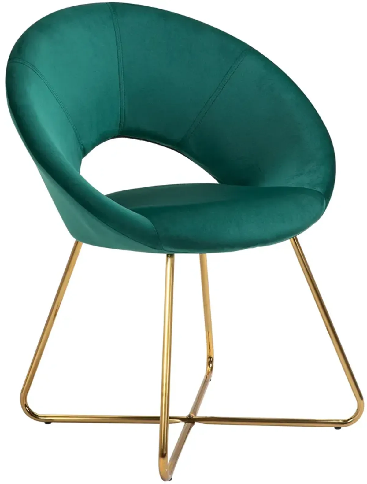 Green Living Room Flair: Velvet Accent Chair with Gold Legs