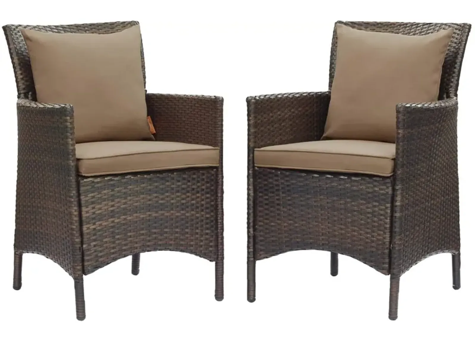 Modway EEI-4030-BRN-MOC Conduit Outdoor Patio Wicker Rattan Dining Armchair Set of 2, Brown Mocha