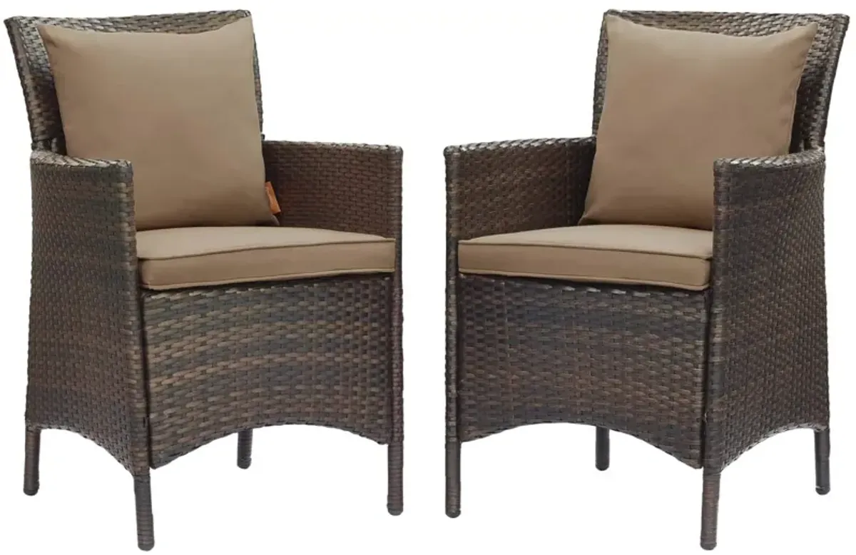 Modway EEI-4030-BRN-MOC Conduit Outdoor Patio Wicker Rattan Dining Armchair Set of 2, Brown Mocha