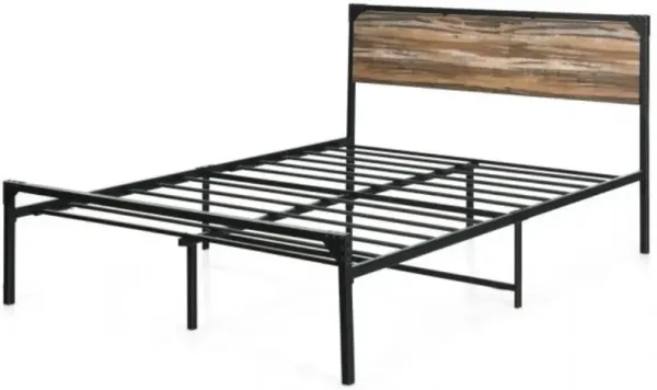 Hivvago Rustic FarmHome Metal Wood Platform Bed Frame in Full Size