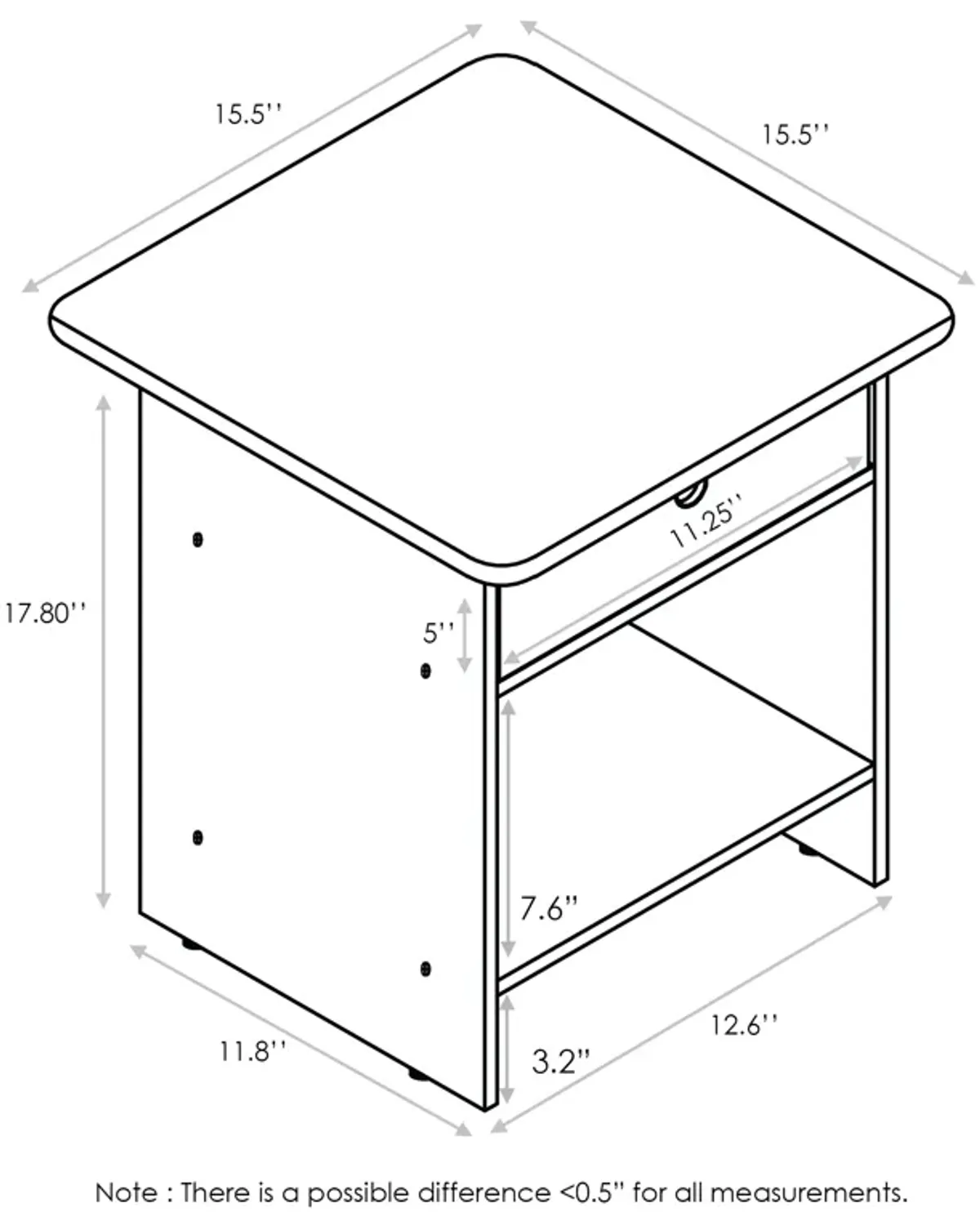 Furinno Dario End Table / Side Table / Night Stand / Bedside Table with Bin Drawer, 1-Pack, Columbia Walnut/Dark Brown