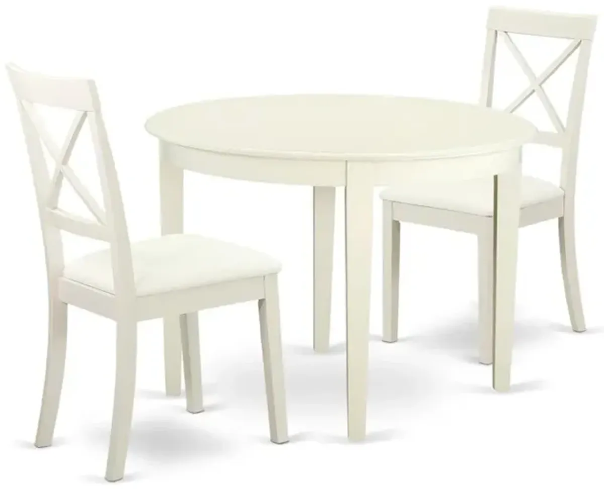 Dining Room Set Linen White, BOST3-LWH-LC