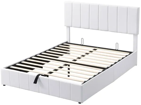 Merax Upholstered Platform bed with a Hydraulic Storage System