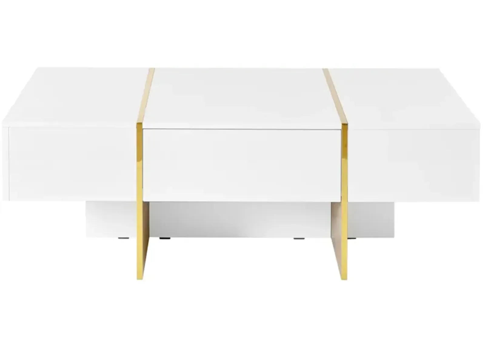 Merax Minimalist High Gloss Coffee Table with 2 Drawers