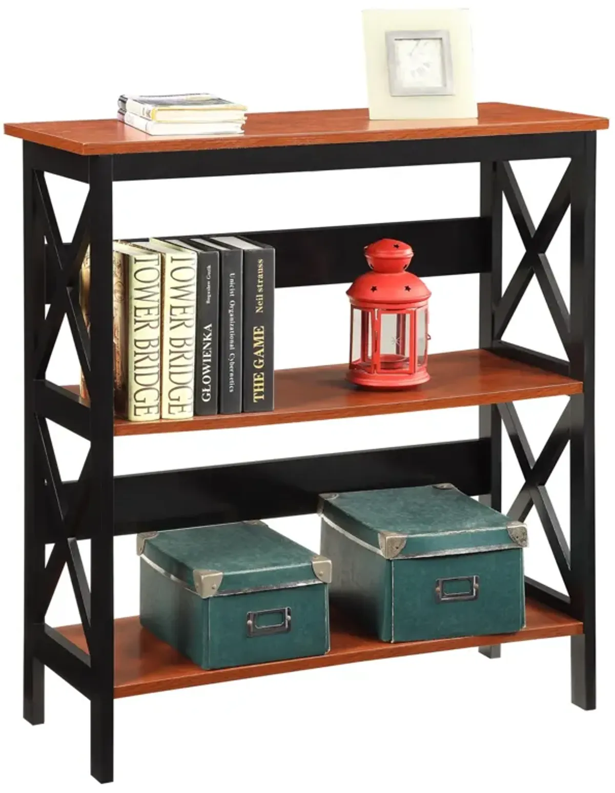 Convenience Concepts Oxford 3 Tier Bookcase, Cherry / Black